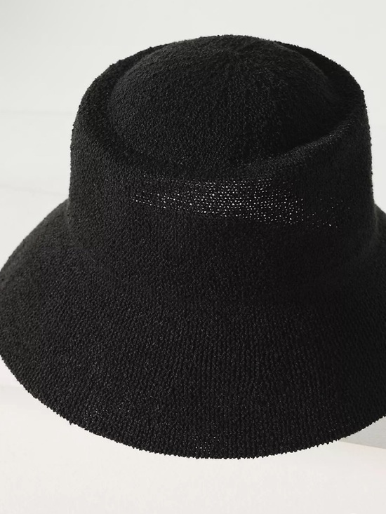 Anthropologie Nubby Bucket Hat Black One Size NWT Textured Minimalist Coastal main image 5